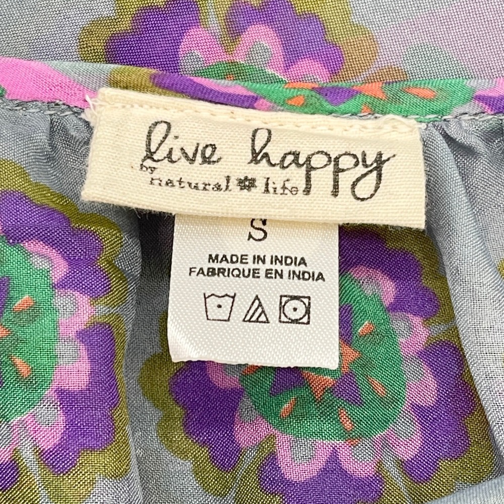 Natural Life Live Happy Boho Floral Tassel Peasant Top Women Small Flowy Indie - Picture 9 of 13